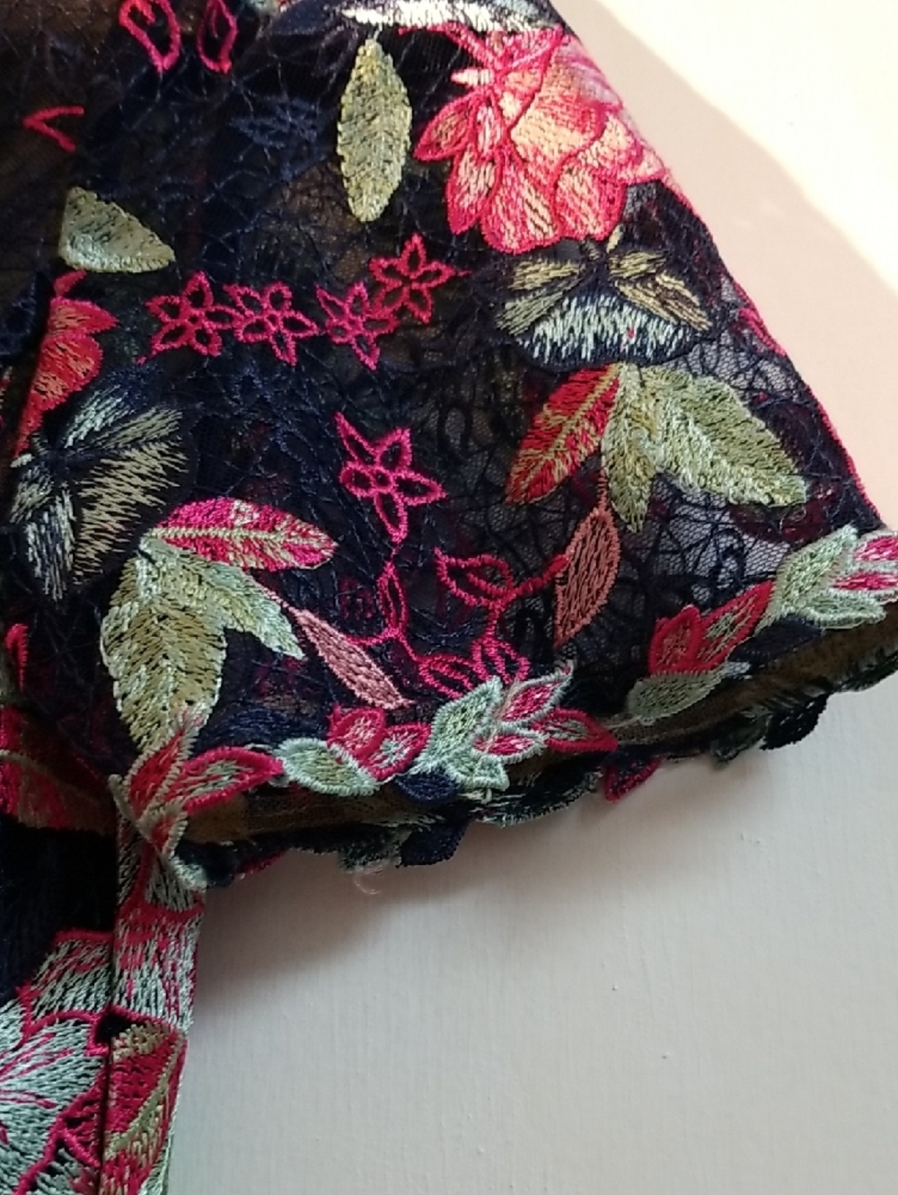 Marchesa Navy Maxi Dress with Pink & Green Floral Print - Picture 2 of 10